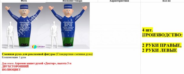 Сменная рука для рекламной фигуры Сменная рука для рекламной фигуры