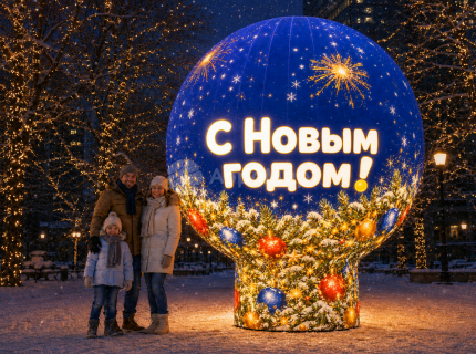 Круглый надувной шар на опоре с печатью