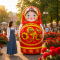 Надувная матрешка хохлома