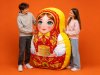 Матрешка-подушка Хохлома