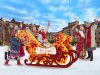 Фотозона на Масленицу — яркая композиция из саней и тройки