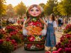 Надувная матрёшка Жостово для яркого оформления праздников и фотозон