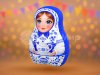 Матрешка-подушка Гжель