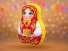 Матрешка-подушка Хохлома