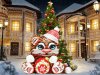 Тигр с ёлочной игрушкой