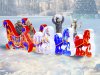 Фотозона на Масленицу — яркая композиция из саней и тройки
