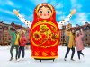 Надувная Матрёшка зазывала — с машущей рукой