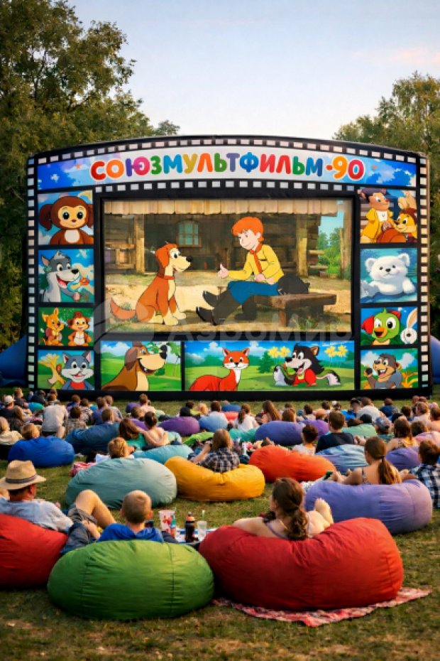 Надувной экран на опорах