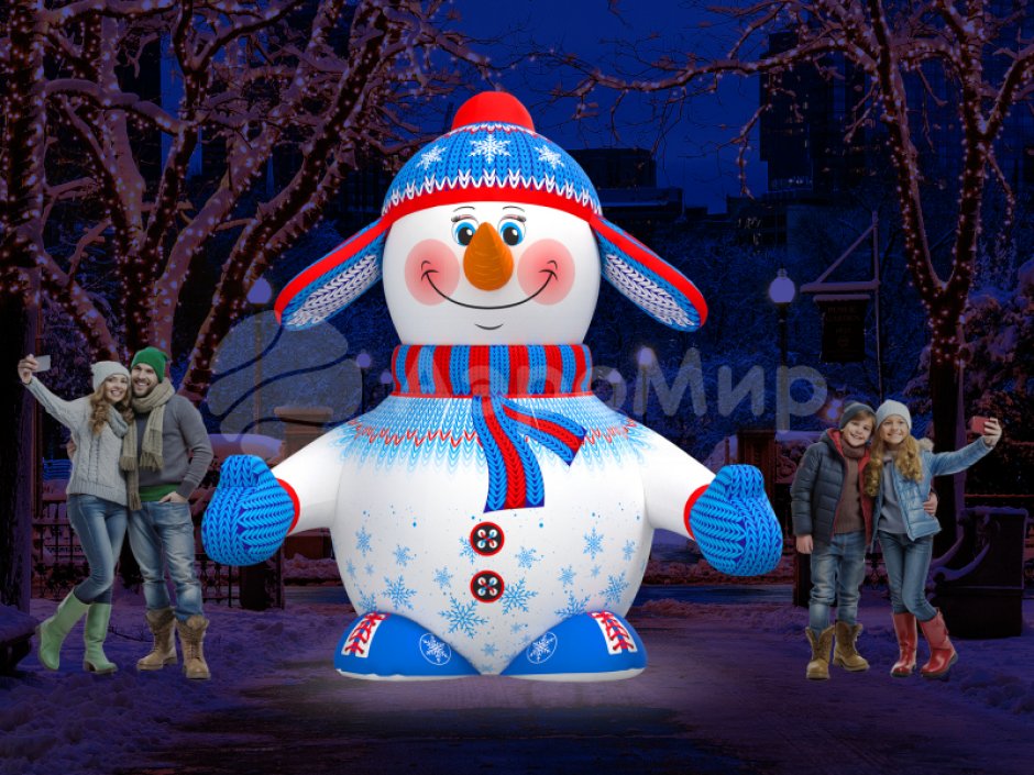 Надувной снеговик Стандарт 2.0 для улицы с подсветкой