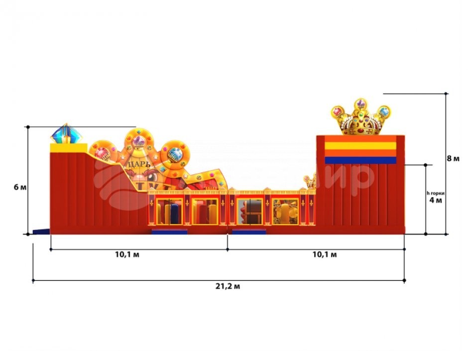 Коммерческий надувной Царь батут, площадью 200 м²