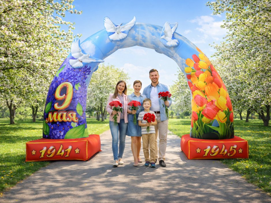 Арка победы с голубями