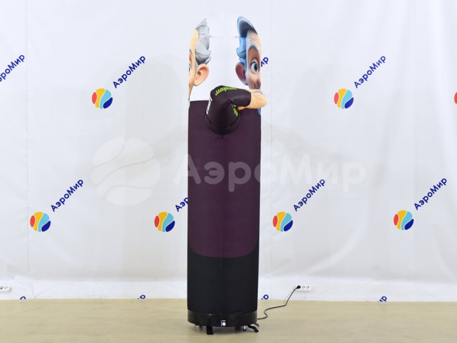 Аэромен машет рукой простой цилиндрической формы с логотипом в фирменном стиле