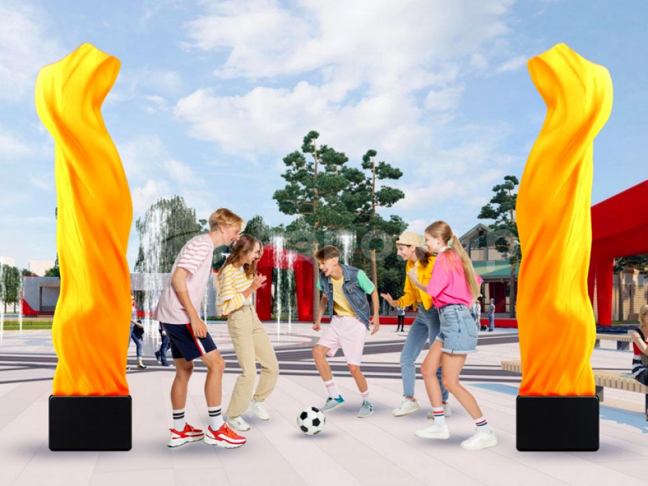 Аэрофонтан — динамическая фигура, имитирующее холодное пламя