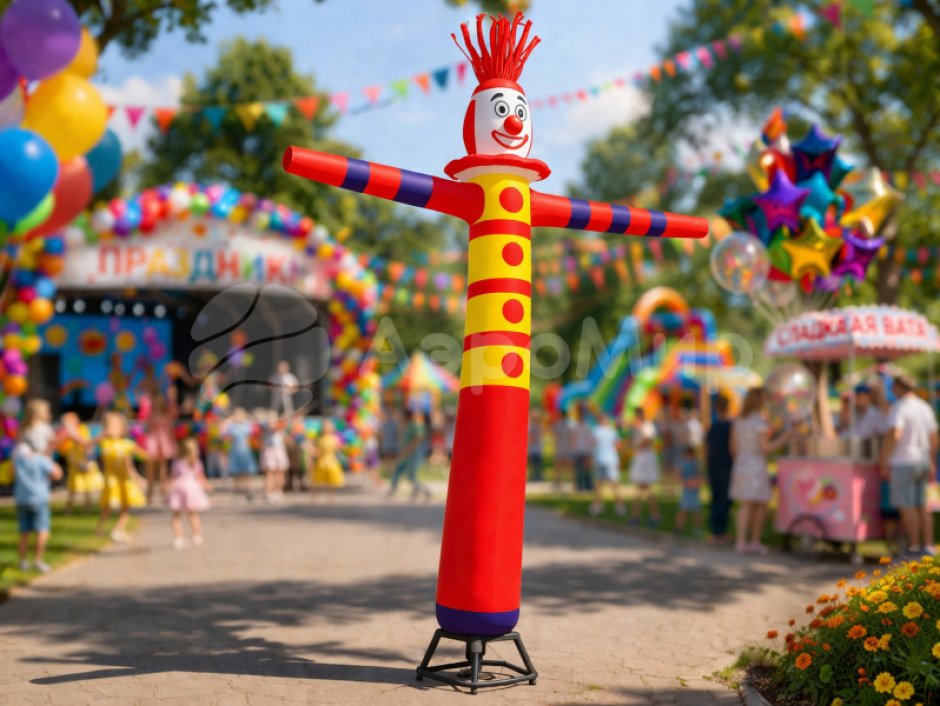 Аэромен на одной ноге сложной формы с лого для рекламы