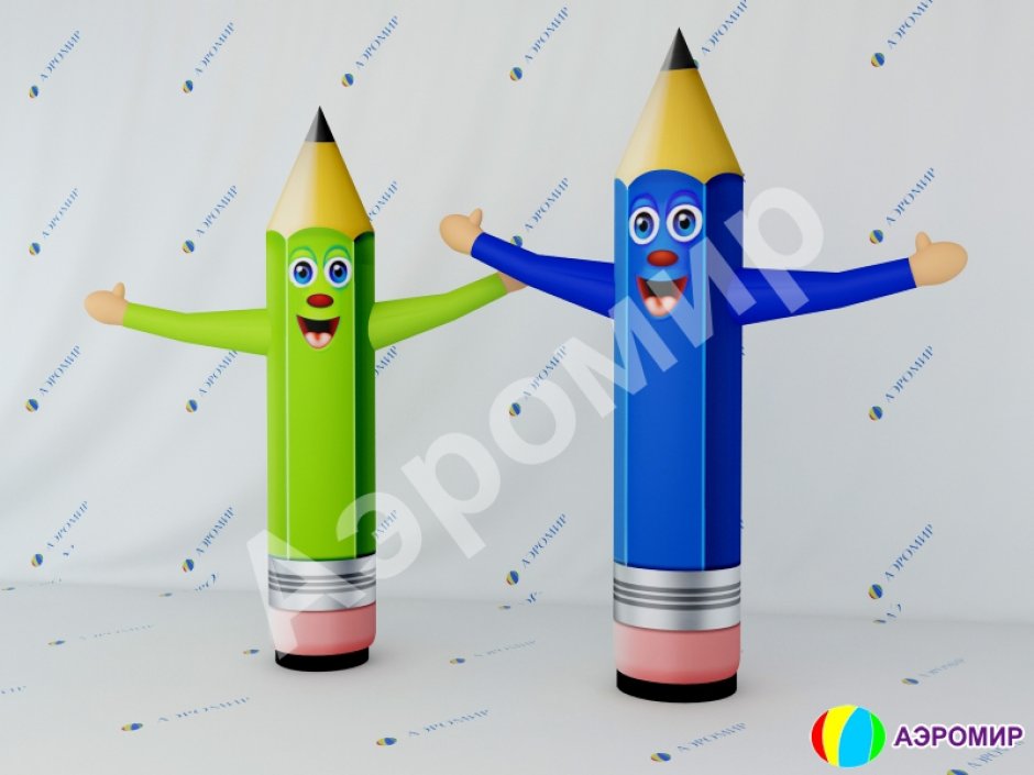 Аэромен машет рукой простой цилиндрической формы с логотипом в фирменном стиле