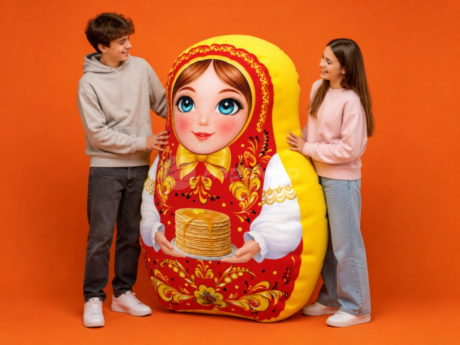 Матрешка-подушка Хохлома
