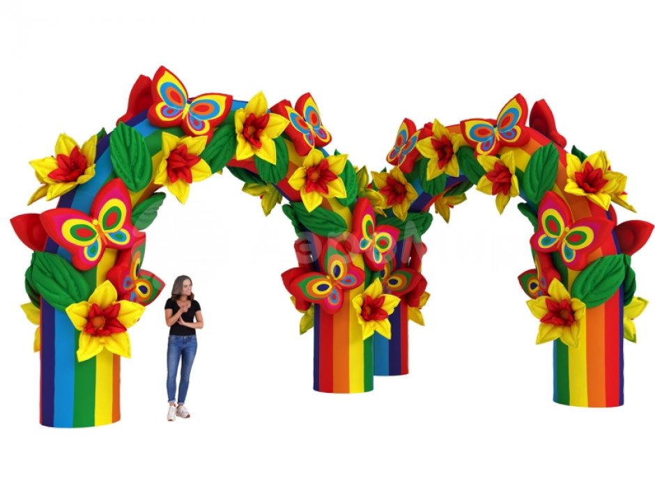 Надувная арка Радужная с декором