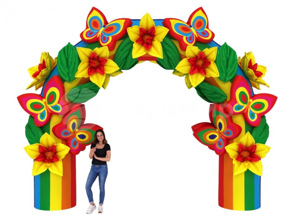 Надувная арка Радужная с декором