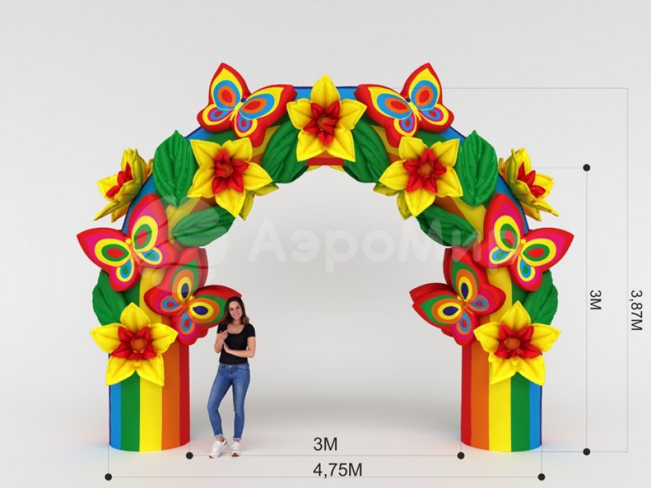 Надувная арка Радужная с декором