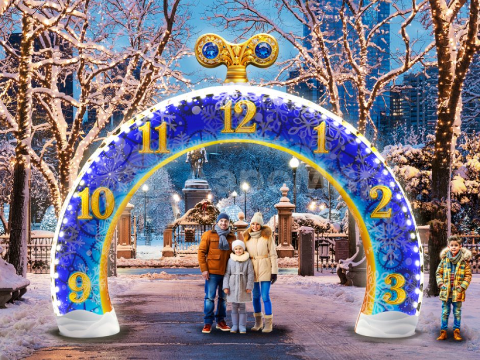 Новогодние часы — большая праздничная арка