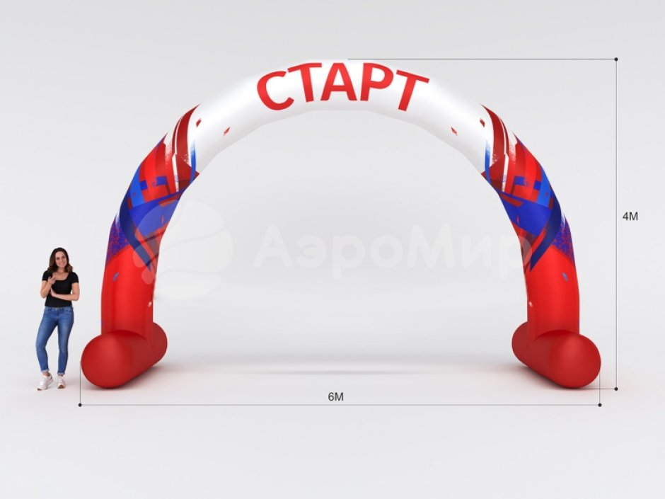Круглая надувная арка на опорах