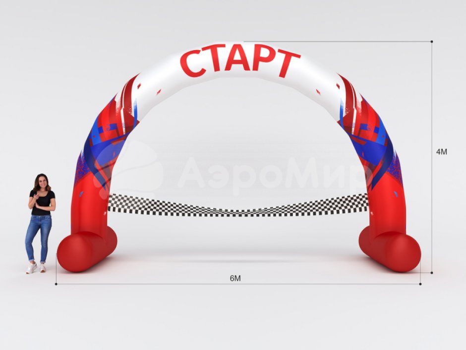 Круглая надувная арка на опорах