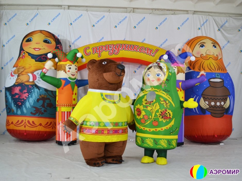 Праздничная надувная арка с матрёшками, декором и эксклюзивным оформлением