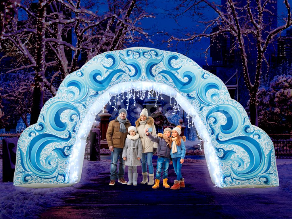 Надувная новогодняя арка с подсветкой Мороз для оформления и декора