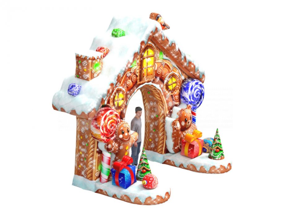Пряничный домик — надувная новогодняя арка-фотозона