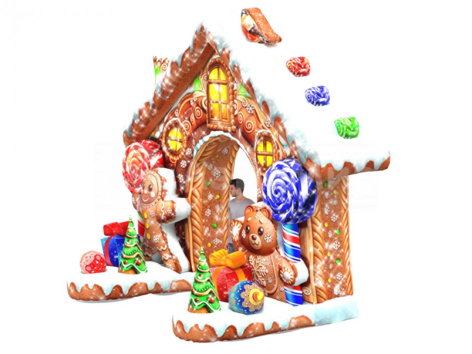 Пряничный домик — надувная новогодняя арка-фотозона