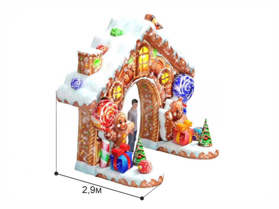 Пряничный домик — надувная новогодняя арка-фотозона