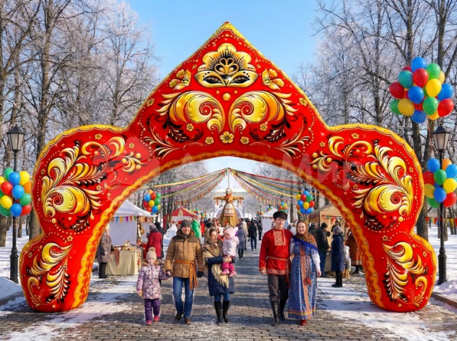 Надувная арка Кокошник хохлома