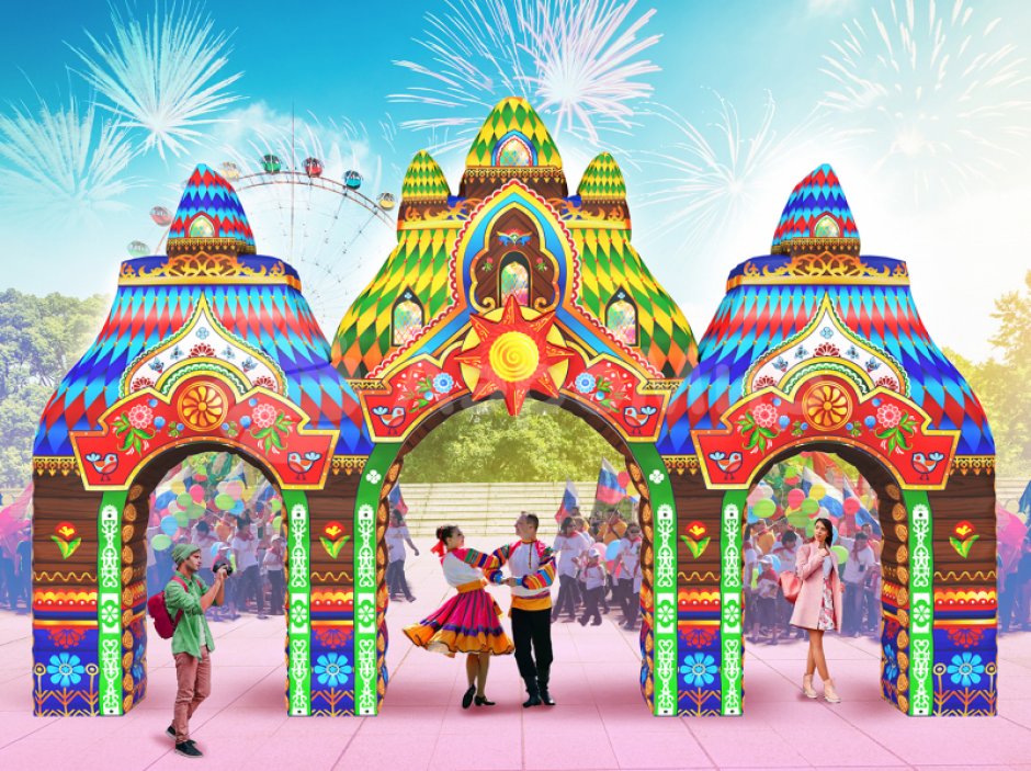 Надувная арка Терем расписной