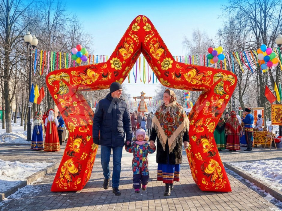 Фотозона арка звезда масленица