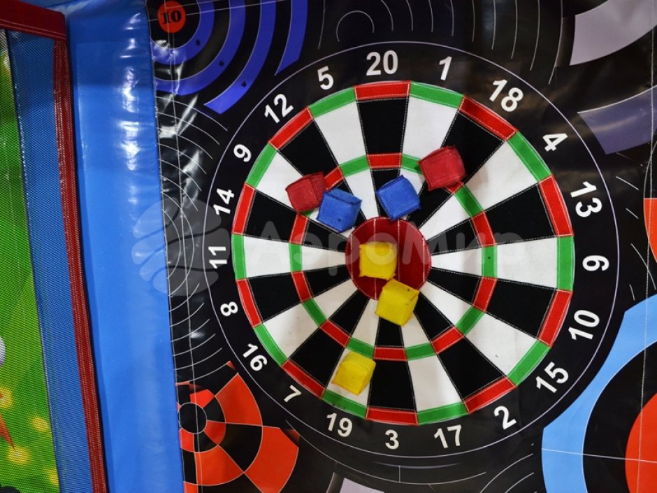 Детский надувной аттракцион 3 в 1 — баскетбол, бейсбол и дартс