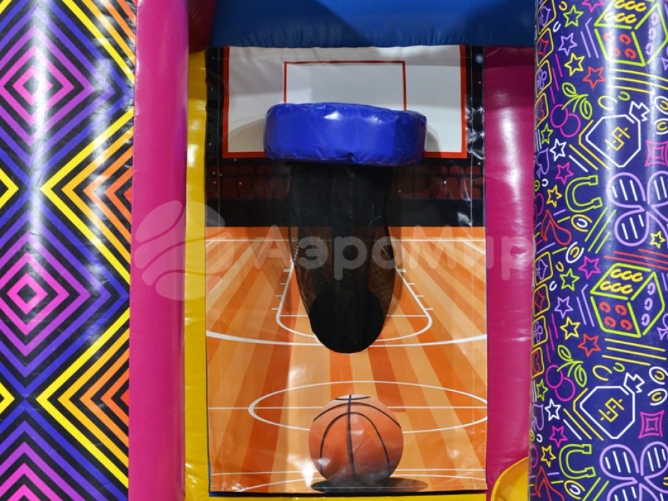 Детский надувной аттракцион 3 в 1 — баскетбол, бейсбол и дартс