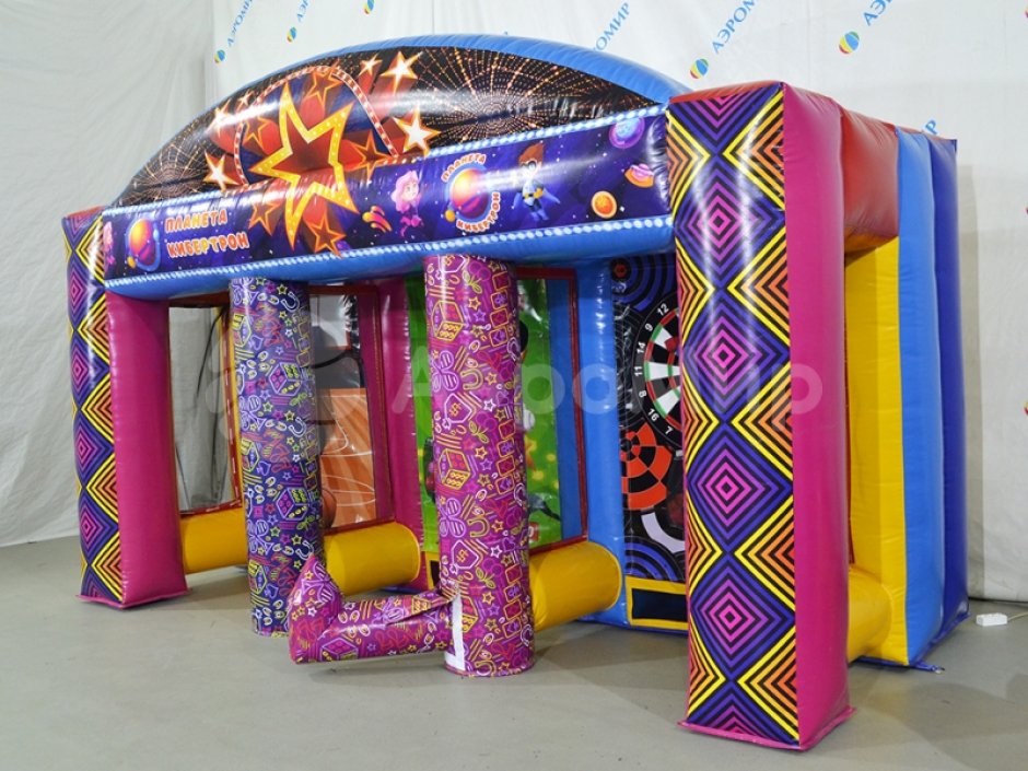 Детский надувной аттракцион 3 в 1 — баскетбол, бейсбол и дартс