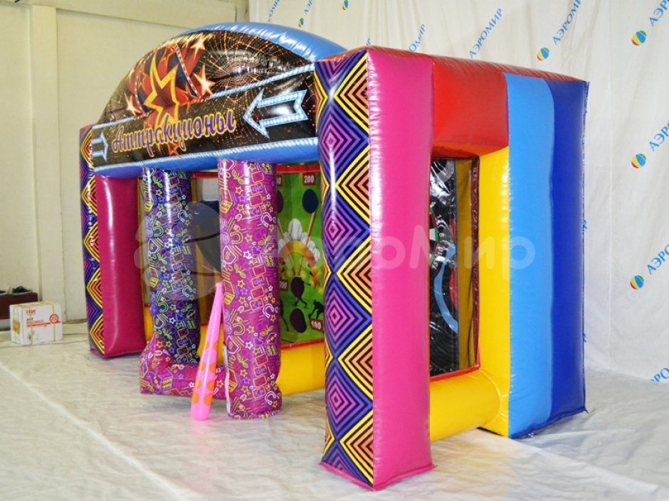 Детский надувной аттракцион 3 в 1 — баскетбол, бейсбол и дартс