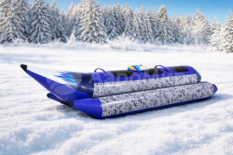 Надувной банан зимний с декором яркий принт