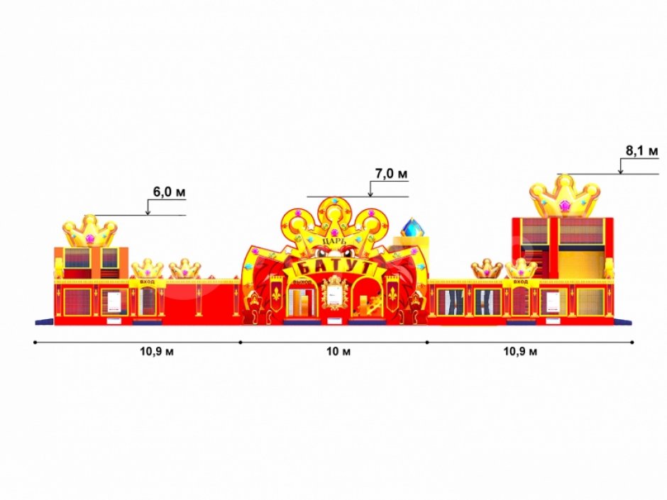 Надувной парк — Царь батут, площадью 300 м²
