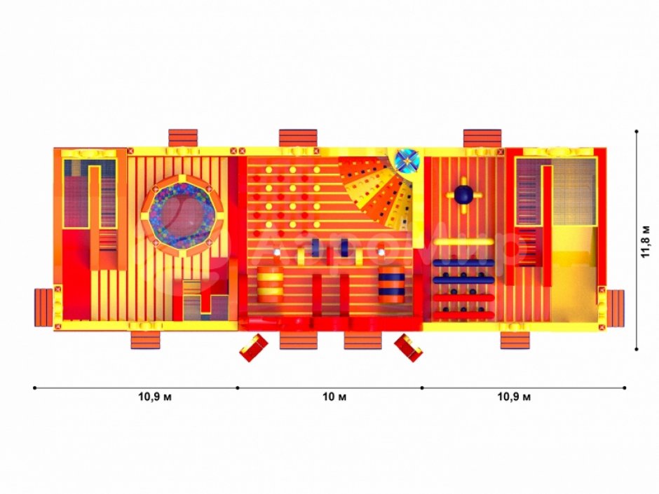Надувной парк — Царь батут, площадью 300 м²