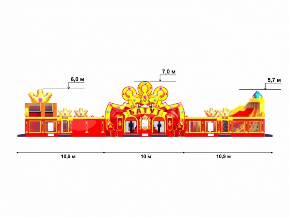 Надувной парк — Царь батут, площадью 300 м²
