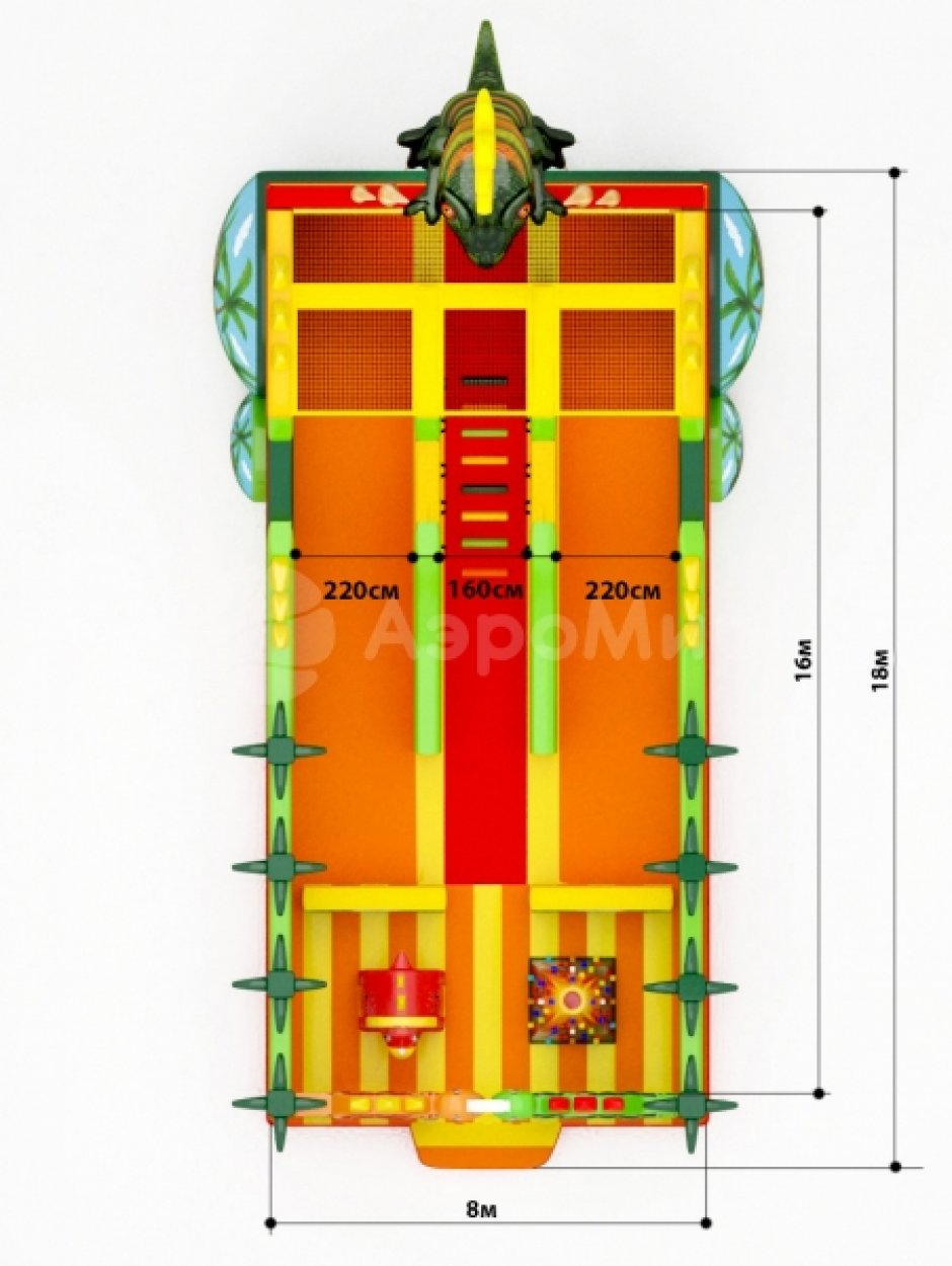 Большой надувной батут Диноленд — с горками и батутной ареной на 136 м²