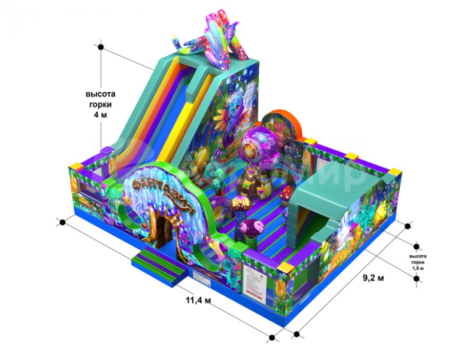 Большая фантазия — надувной батут площадью 110 м²