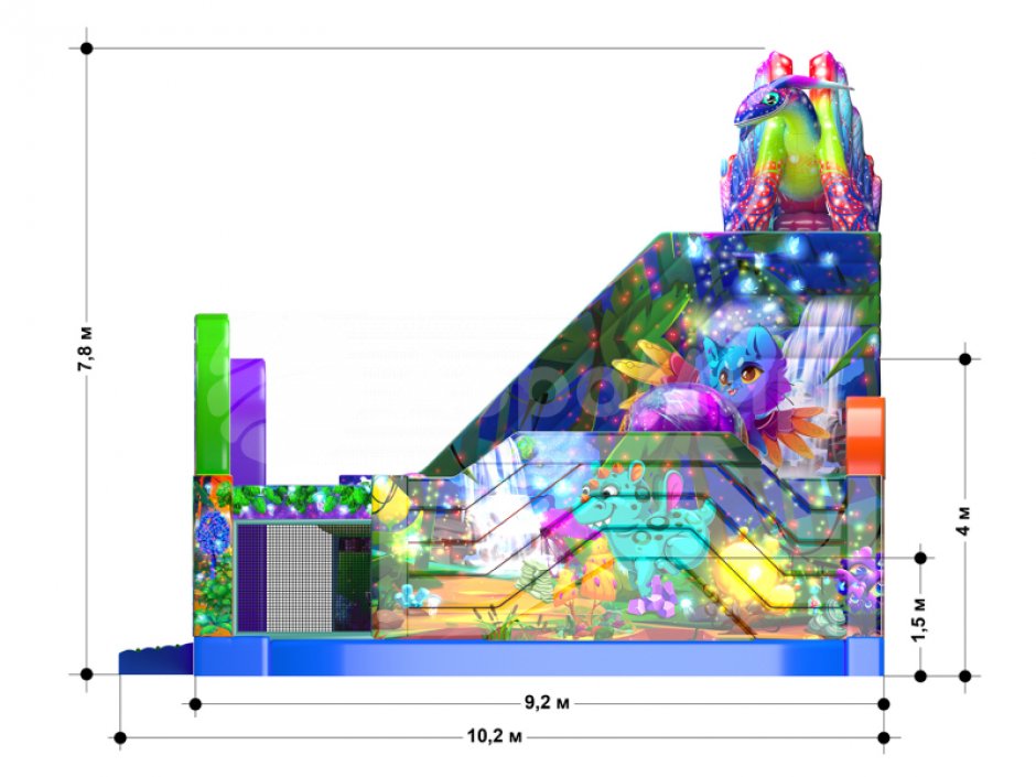 Большая фантазия — надувной батут площадью 110 м²