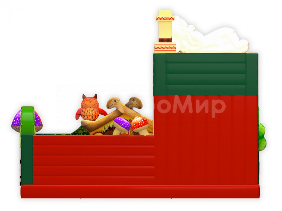 Надувной батут Изба Бабы Яги — большой батут с горкой общей площадью 99 м²