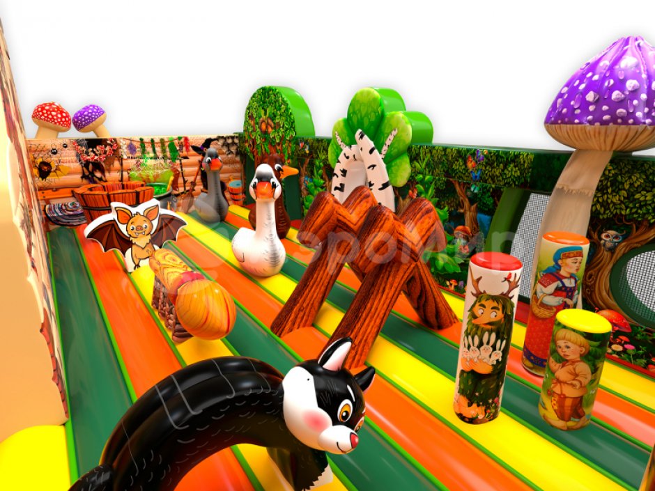 Надувной батут Изба Бабы Яги — большой батут с горкой общей площадью 99 м²