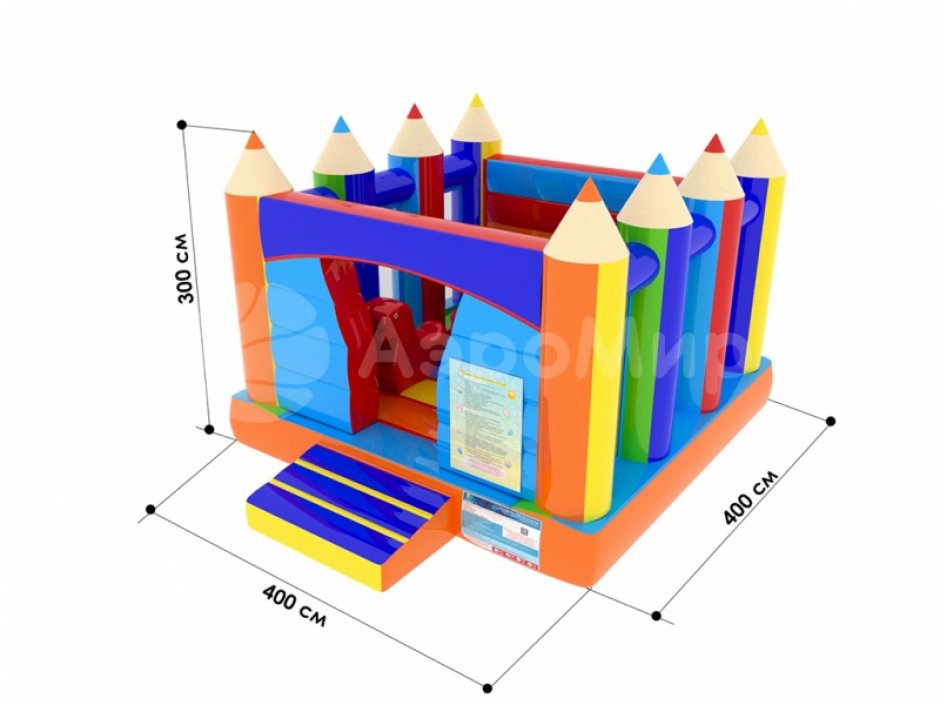 Надувной батут Карандаши — маленький надувной батут на 16 м²