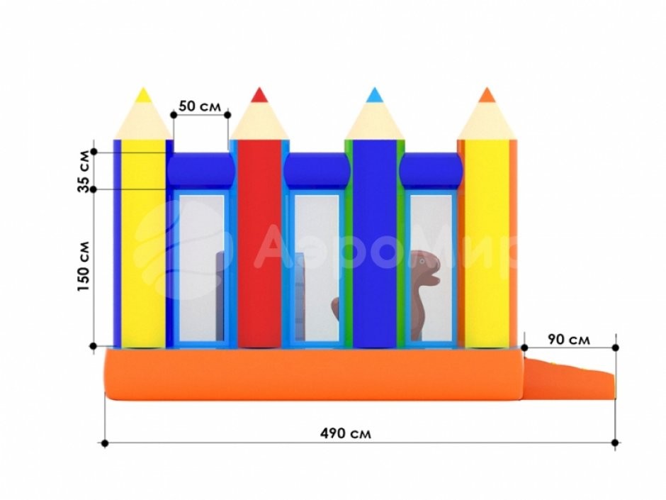 Надувной батут Карандаши — маленький надувной батут на 16 м²