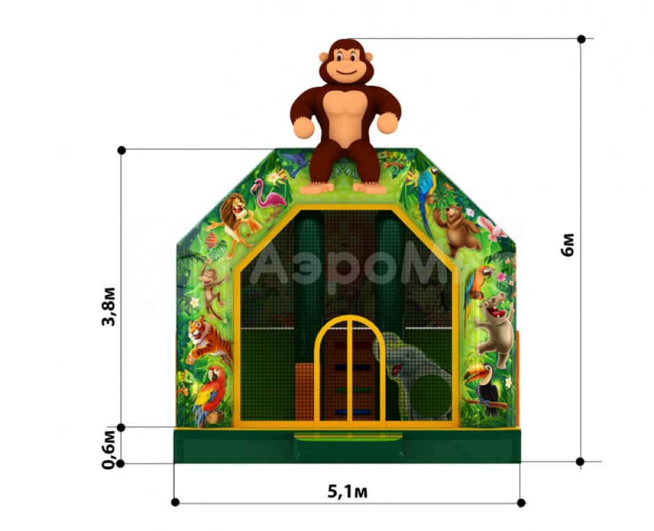 Надувной батут с крышей Кинг-Конг